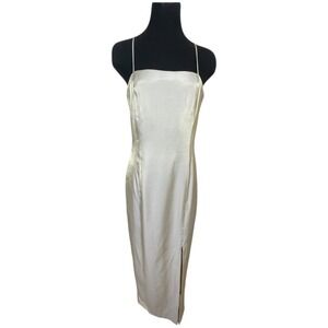 Vtg Y2K Slip Dress Size 8 Gold Shimmer Formal Goddess Fairy Preppy Classic
